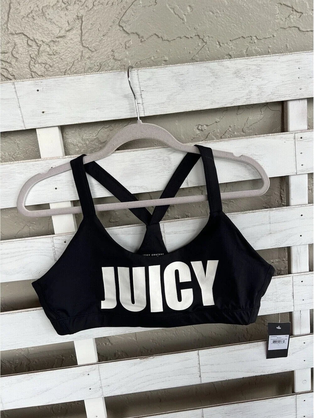 Black Juicy Couture Sport Sports Bra Racerback NWT Womens L.